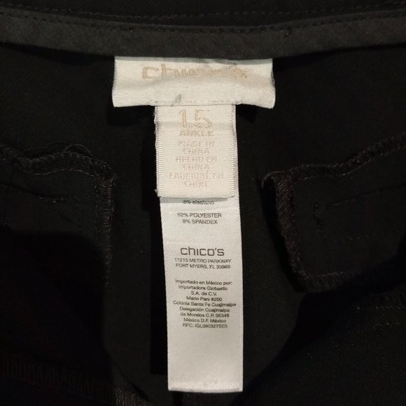 CHICOS Black Trousers/Pants sz 1.5 (10)  Ankle  Straight Leg  VGC - Picture 7 of 11